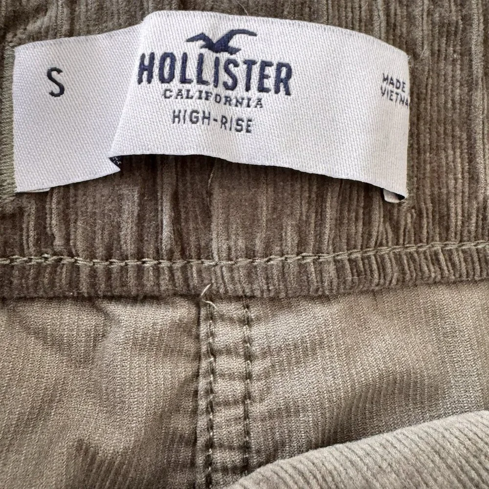 Hollister Corduroy Pleated Mini Skirt Womens S Army Green High Waist w Pockets